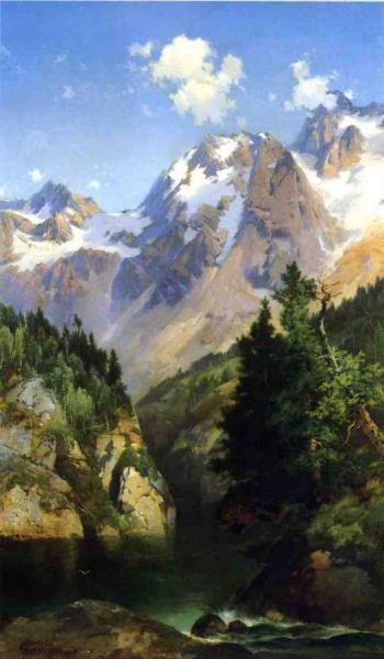 A Rocky Mountain Peak, Idaho Territory by Thomas Moran