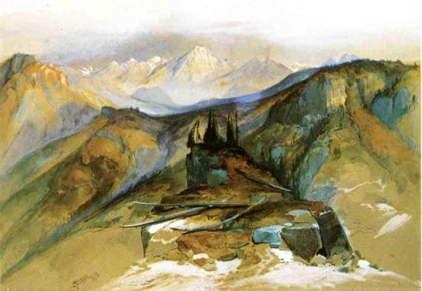 Distant Peaks by Thomas Moran