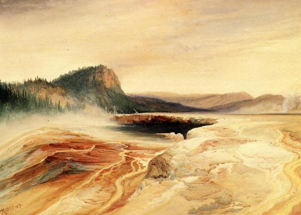 Giant Blue Spring, Yellowstone by Thomas Moran Oil Painting Reproductions
