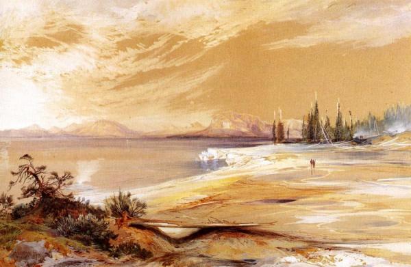 Hot Springs On The Shore Of Yellowstone Lake by Thomas Moran