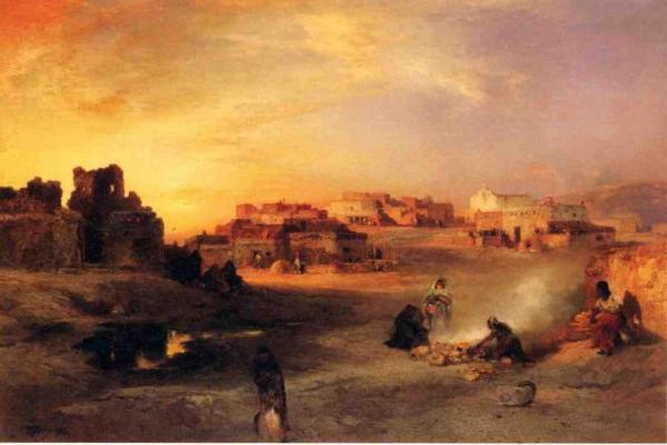 Indian Pueblo, Laguna, New Mexico by Thomas Moran Oil Painting Reproductions