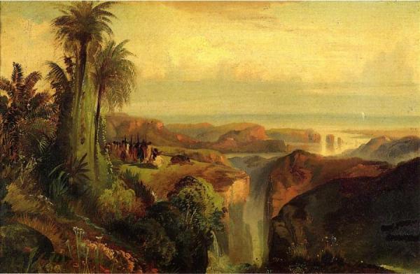 Indians On A Cliff by Thomas Moran Oil Painting Reproductions