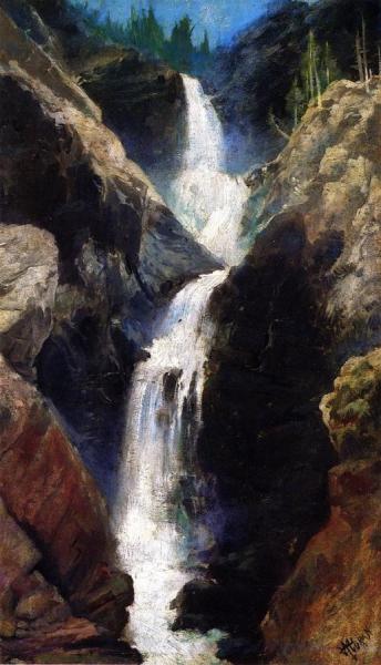 Thomas Moran Mary's Veil, A Waterfall In Utah