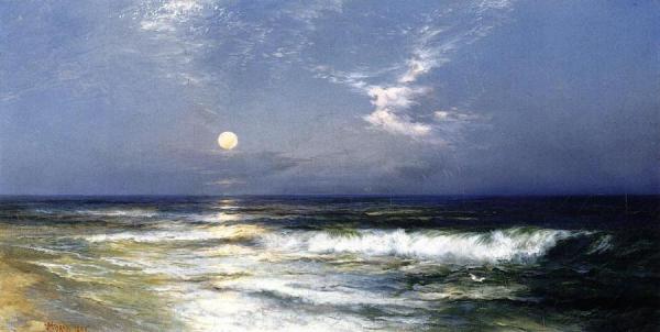 Moonlit Seascape by Thomas Moran