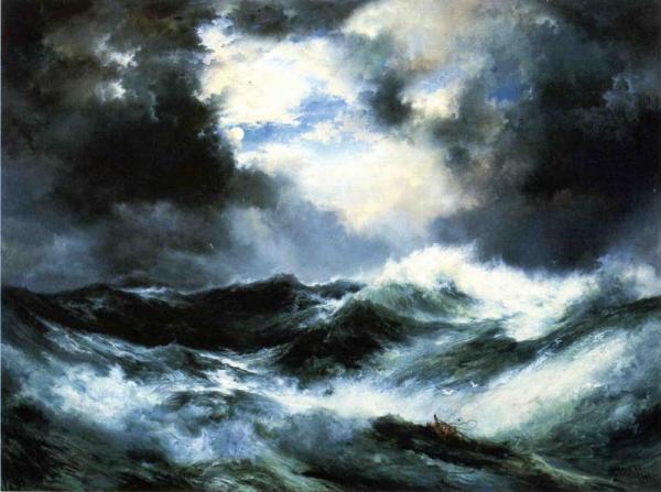Moonlit Shipwreck At Sea by Thomas Moran Oil Painting Reproductions