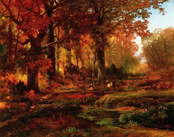 Nutting, Autumn by Thomas Moran Oil Painting Reproductions
