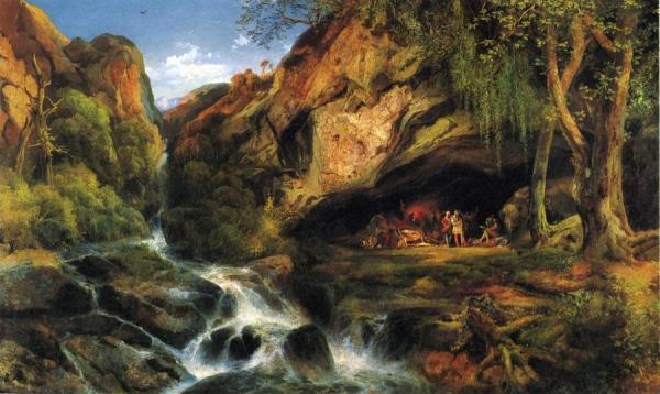 Salvator Rosa Sketching The Banditi by Thomas Moran Oil Painting Reproductions