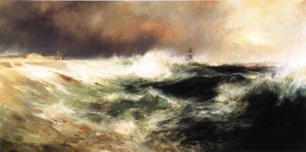 Stranded Ship On East Hampton Beach by Thomas Moran Oil Painting Reproductions