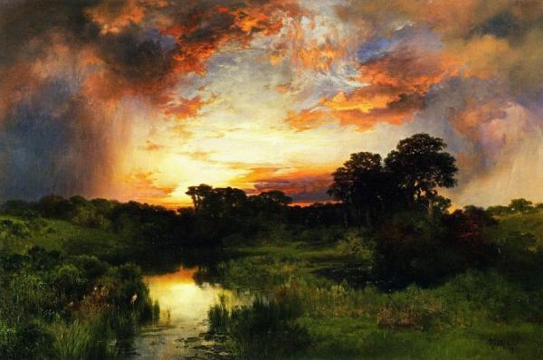 Thomas Moran Sunset From The Inlet