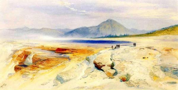 The Great Hot Springs, Gardiners River by Thomas Moran