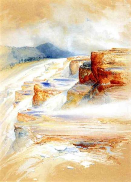 The Hot Springs Of Gardiners River, Dianas Baths by Thomas Moran