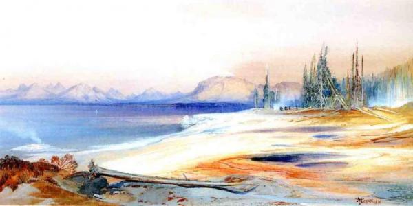 The Yellowstone Lake With Hot Springs by Thomas Moran
