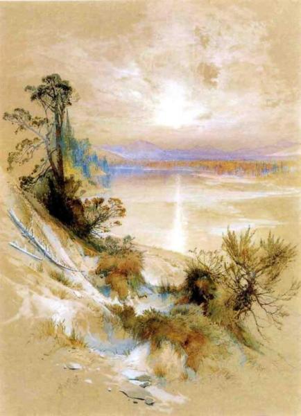 The Yellowstone River, At Its Exit From The Yellowstone Lake by Thomas Moran
