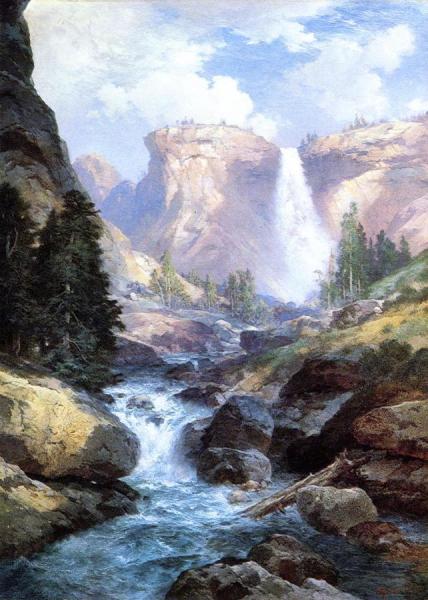 Waterfall In Yosemite by Thomas Moran