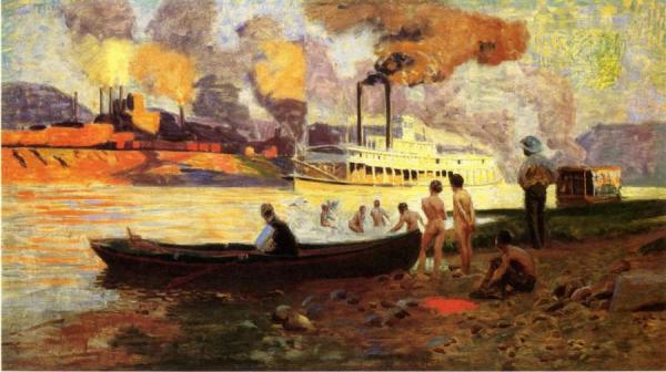 Steamboat On The Ohio by Thomas Pollack Anshutz