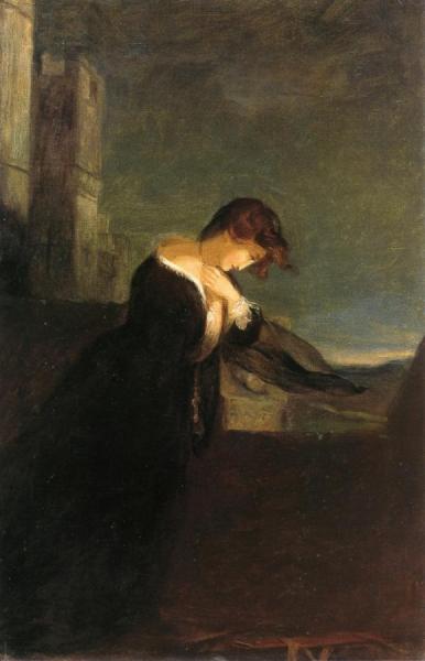 Lady On The Battlements Of A Castle by Thomas Sully