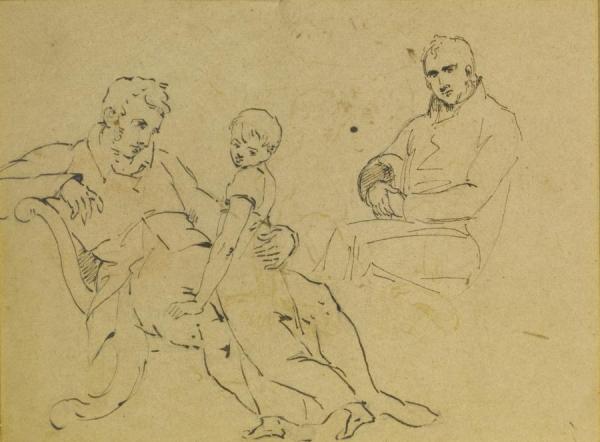 Seated Men With Child And Seated Woman by Thomas Sully