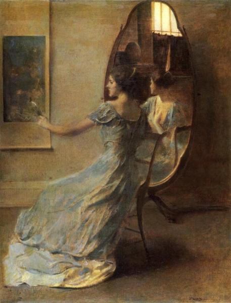 Before The Mirror by Thomas Wilmer Dewing Oil Painting Reproductions