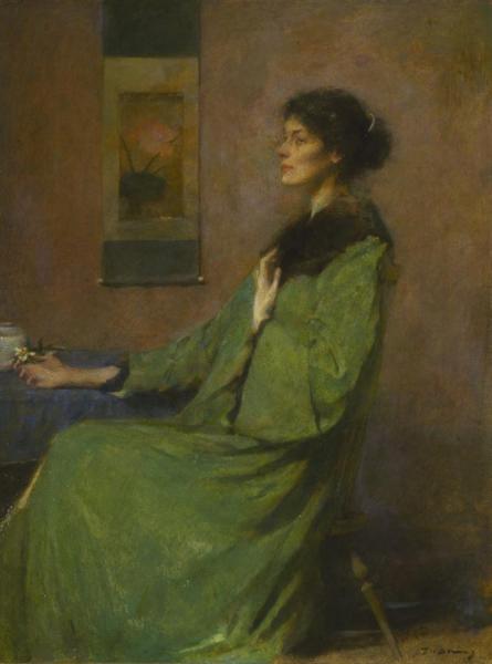 Portrait Of A Lady Holding A Rose,1912 by Thomas Wilmer Dewing Oil Painting Reproductions