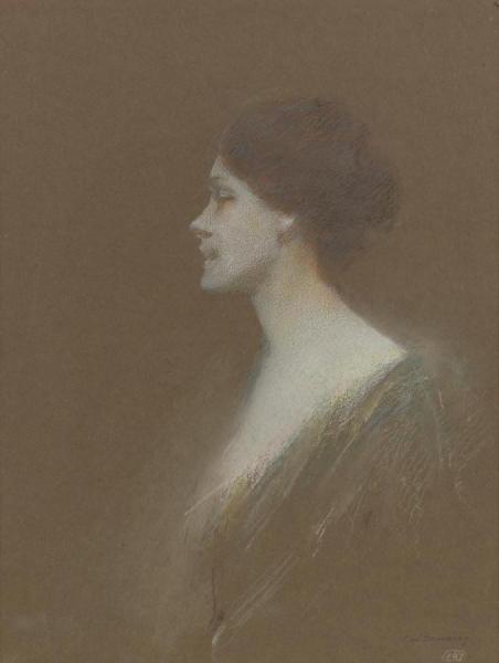 Portrait Of A Woman by Thomas Wilmer Dewing