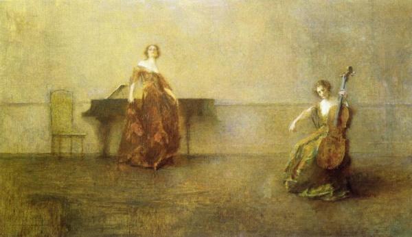 The Song And The Cello by Thomas Wilmer Dewing Oil Painting Reproductions