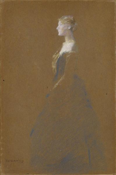 Woman In A Blue Dress by Thomas Wilmer Dewing