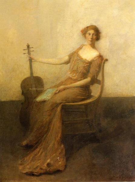 Young Woman With Violincello by Thomas Wilmer Dewing