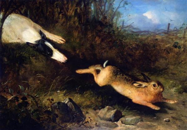 A Greyhound In Pursuit Of A Hare by Thomas Woodward Oil Painting Reproductions