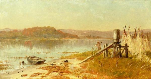 A Fisherman's Windlass, Sketch On The Hudson by Thomas Worthington Whittredge