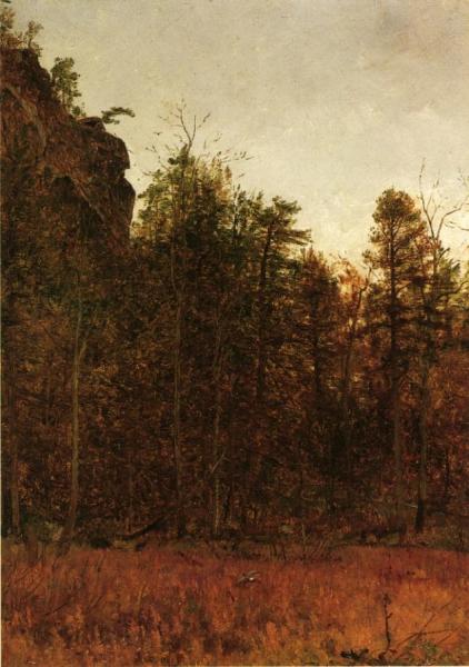 A  Grey Day Under The Cliff by Thomas Worthington Whittredge Oil Painting Reproductions