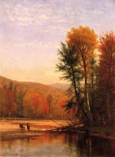 Deer In An Autumn Landscape by Thomas Worthington Whittredge