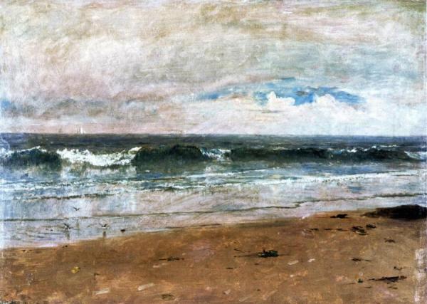 Seascape With Pines And Overhanging Clouds by Thomas Worthington Whittredge