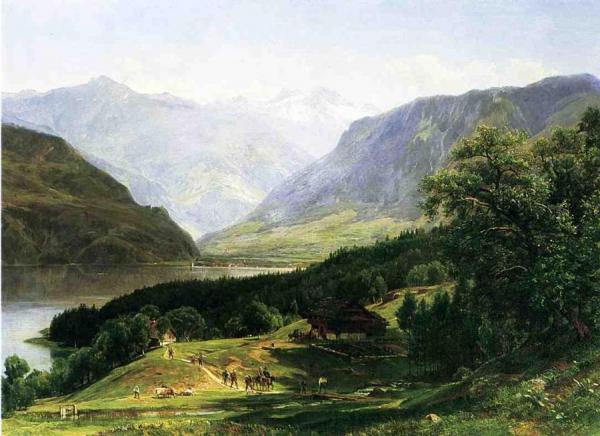 Travelers In The Swiss Alps by Thomas Worthington Whittredge