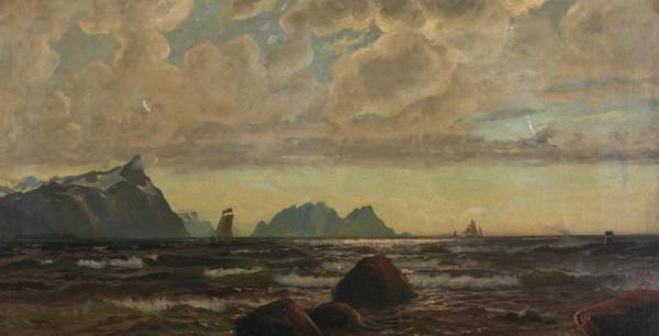 Coastal Landscape With Boats (kystlandskap Med Båter) by Thorolf Holmboe