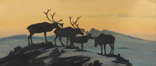 Reindeer (reinsdyr) by Thorolf Holmboe