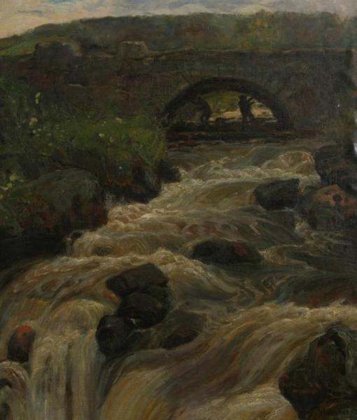 River Landscape With Bridge by Thorolf Holmboe