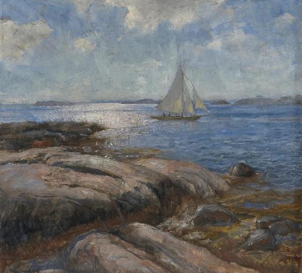 Sailing In A Light Breeze by Thorolf Holmboe