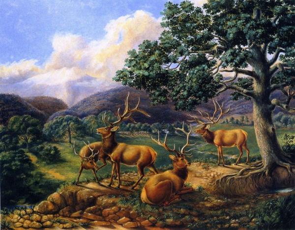 Titian Ramsey Peale Ii Four Elk