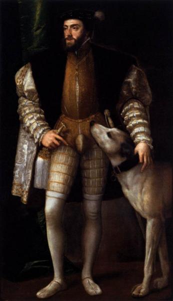 Charles V Standing With His Dog by Titian