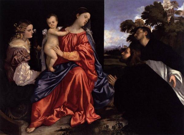 Madonna And Child With Sts Catherine And Dominic And A Donor by Titian