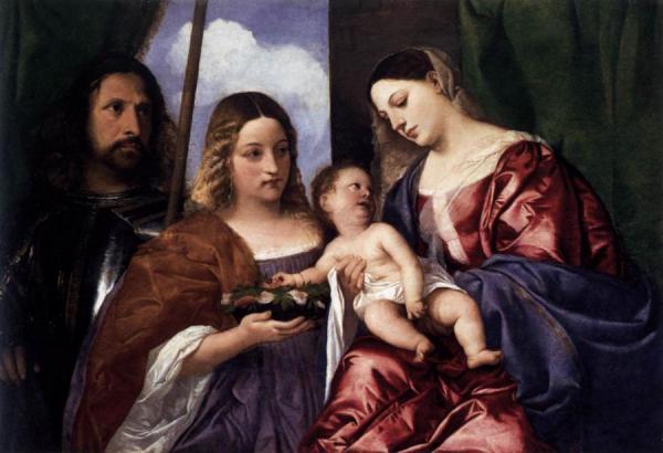 Madonna And Child With Sts Dorothy And George by Titian