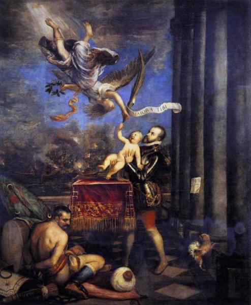 Philip Ii Offering Don Fernando To Victory by Titian