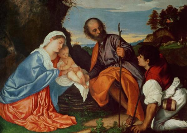 The Holy Family And A Shepherd by Titian Oil Painting Reproductions