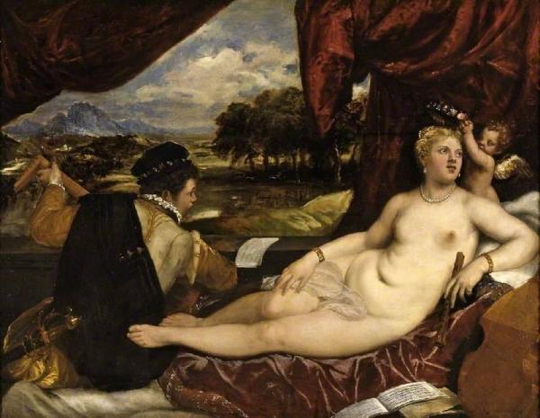 Venus And A Lute Player by Titian Oil Painting Reproductions