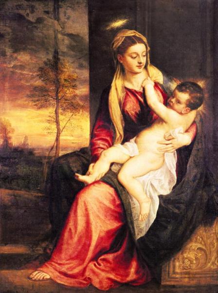 Virgin With Child At Sunset by Titian Oil Painting Reproductions