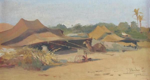 Bedouin Encampment With Camel by Tony Binder Oil Painting Reproductions