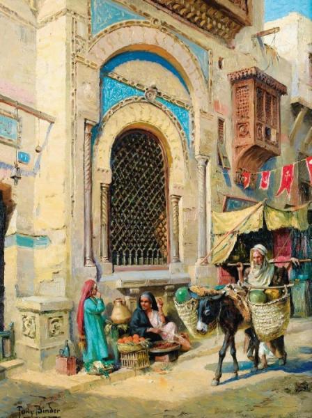 Orange Seller In Cairo by Tony Binder Oil Painting Reproductions