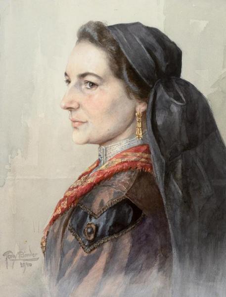 Portrait Of A Woman In The Costume Of Braunau by Tony Binder
