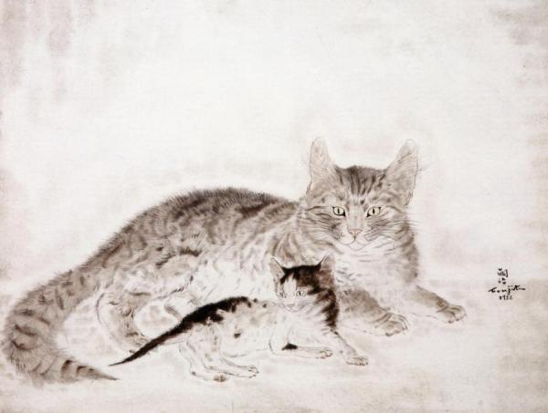 Cat And Kitten by Tsuguharu Foujita