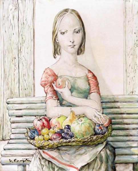 Girl With A Basket Of Fruit by Tsuguharu Foujita